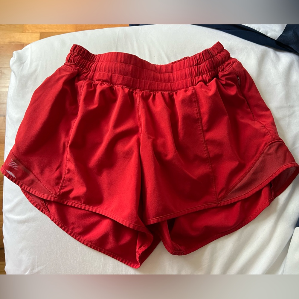 Lululemon Red hotty hot shorts. 4inch inseam size 4